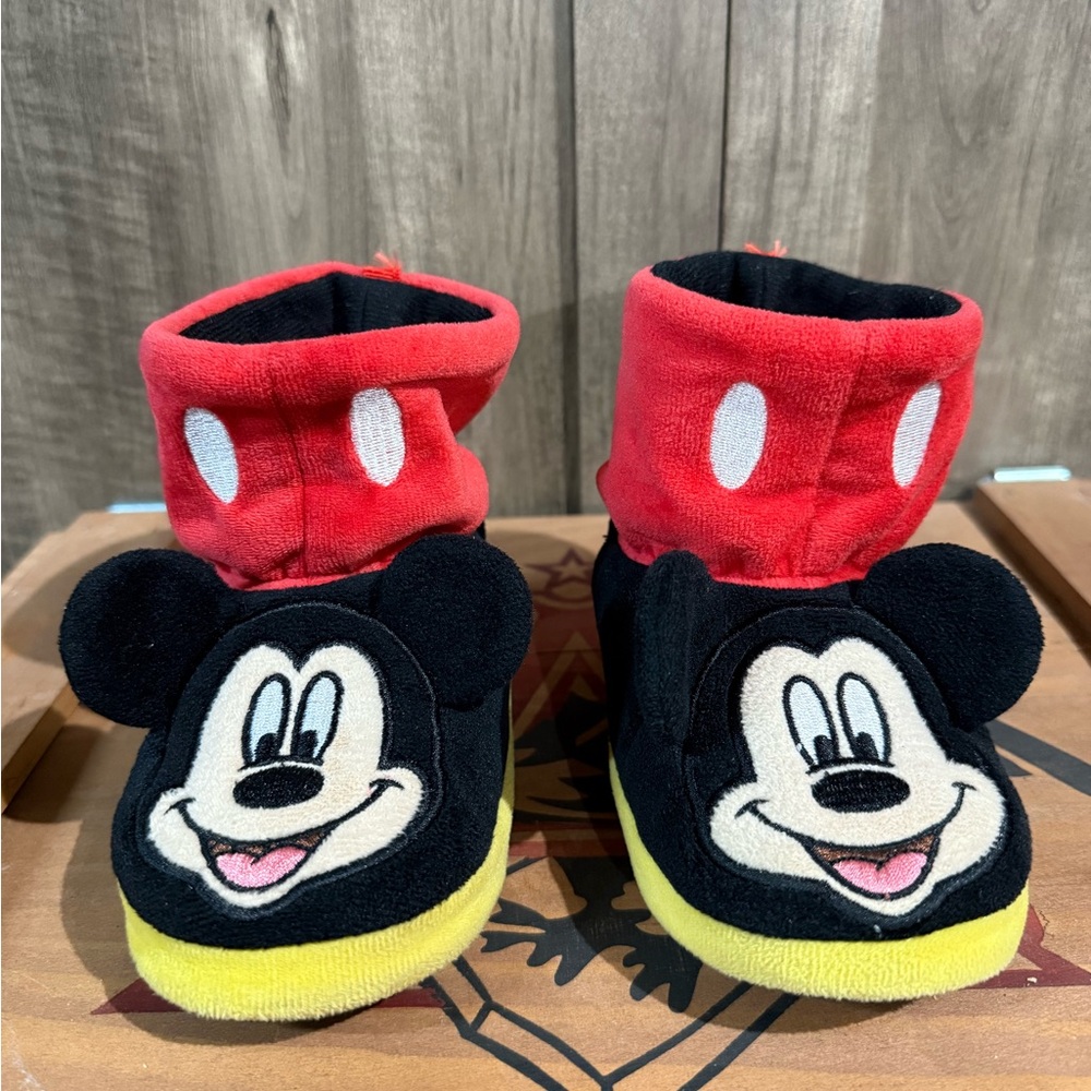 Disney Mickey Mouse Kids Slippers - Red, Black, and Yellow